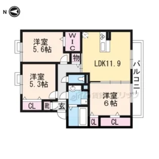 ライトハウス西野【202号室】の間取り
