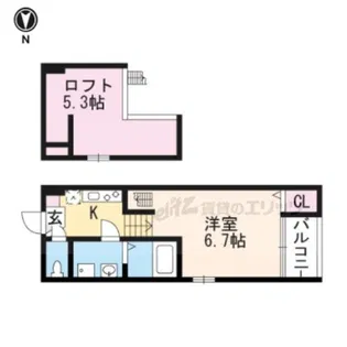 ハーモニーテラス大宅御供田町【102号室】の間取り