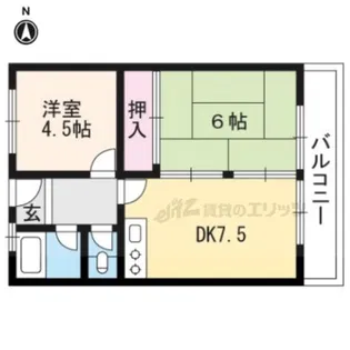 衣笠マンション【202号室】の間取り