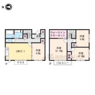 滋賀県野洲市三上【テラスハウス】の間取り