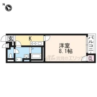 クレイノメモワール山科【201号室】の間取り