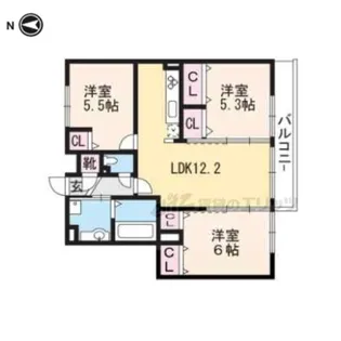 サンシャインガーデン嵯峨嵐山B棟【310号室】の間取り