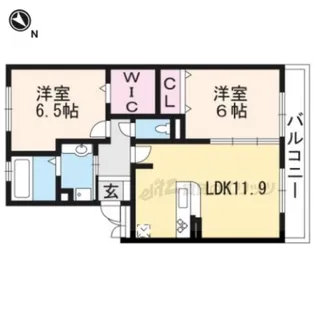 カルムメゾン アンソレイェ【2階】の間取り