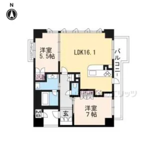 2LDKの間取り画像