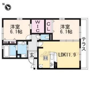 アルタ唐崎ビュー【1階】の間取り