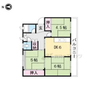 栗東グリーンハイツ2号棟【252号室】の間取り