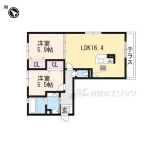 クレアシオンコートB【2階】の間取り