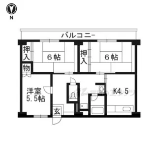 ビレッジハウス城陽3号棟【402号室】の間取り