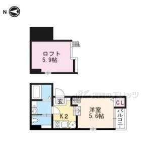 ハーモニーテラス深草善導寺町【203号室】の間取り