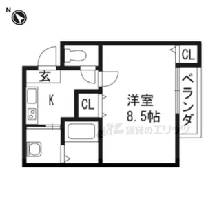 フジパレス牧野?番館【1階】の間取り