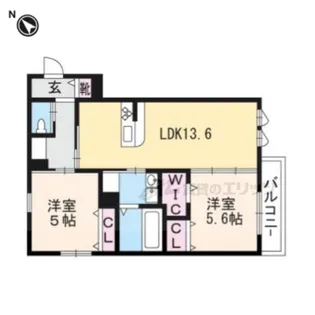 Tiare西山天王山【305号室】の間取り