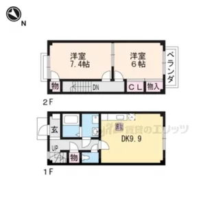 滋賀県大津市本堅田4丁目【テラスハウス】の間取り