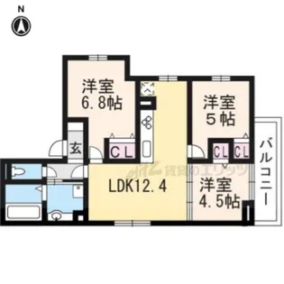 ルピナス嵯峨A棟【301号室】の間取り