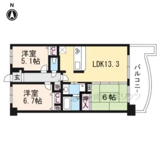 ロータリーマンション西大津ラクスヒルズ【6階】の間取り