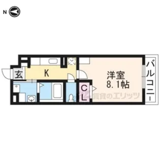 ディアコート山科【1階】の間取り