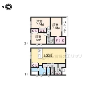 滋賀県栗東市小平井1丁目【テラスハウス】の間取り
