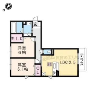 LUCE比叡【103号室】の間取り