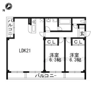 ユニコーポカワムラ【1階】の間取り