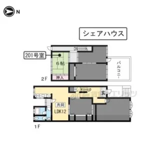 SHARE HOUSE AMINIF 京都銀閣寺【201号室】の間取り