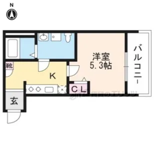 ワイズ七瀬川【1階】の間取り