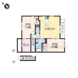 エルメゾンブラン【201号室】の間取り