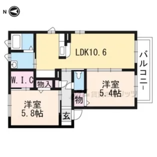 グリーンベル西大津F棟【203号室】の間取り