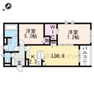 ラシーネ東草津【2階】の間取り