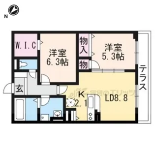 ラシーネ東草津【1階】の間取り
