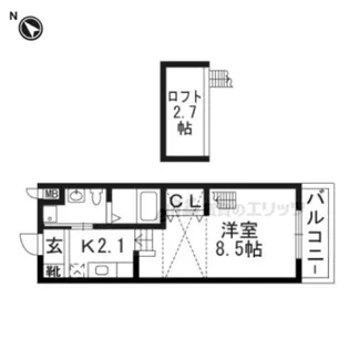 エルミナコート八日市Ⅱ【102号室】の間取り