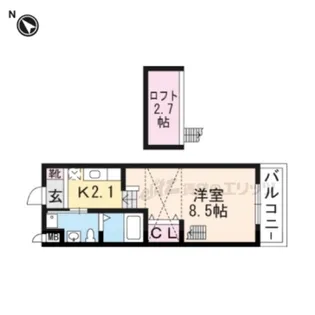 エルミナコート八日市Ⅱ【108号室】の間取り