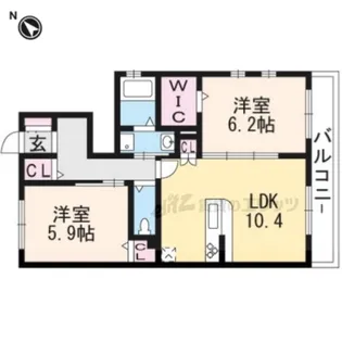 ラシーネ洛楽【105号室】の間取り