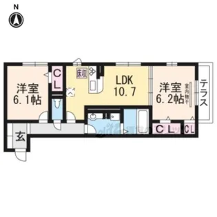 Saint Fleure 雅 B棟【202号室】の間取り