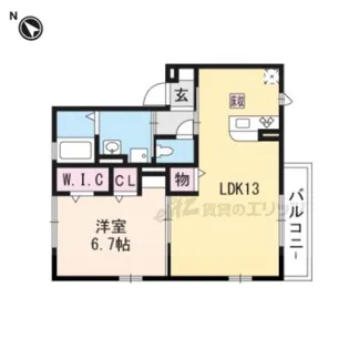 セジュールレセンテ宇治池森【1階】の間取り