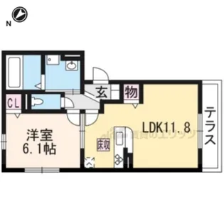 ラフィーネ木幡【101号室】の間取り