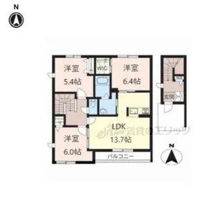 アズールA・B【B201号室】の間取り