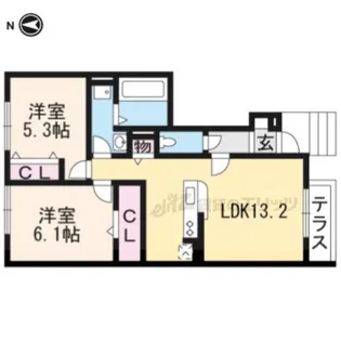 Risaia【105号室】の間取り