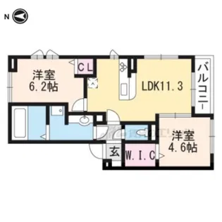 ソレアード御室【201号室】の間取り