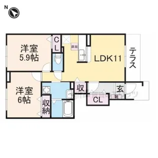 グランデH&М木村 ?【102号室】の間取り