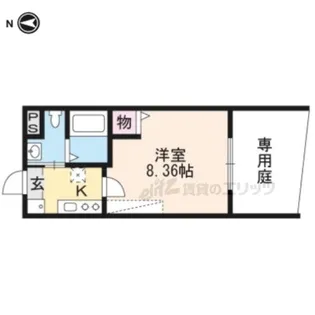 フラッティ千本下長者町【105号室】の間取り