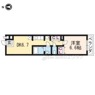 1DKの間取り画像