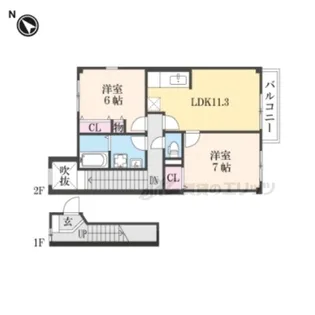 メゾンアルブル【2階】の間取り