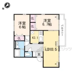 夢咲きの里 E【2階】の間取り