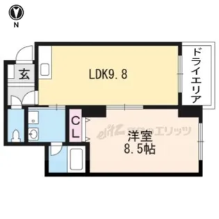 クレアーレ五条大宮【102号室】の間取り