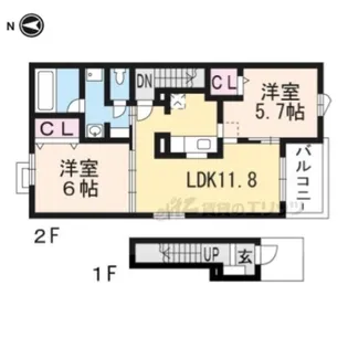 シャン・ノールXXI【201号室】の間取り