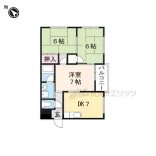 シャトウ名坂マンション【4階】の間取り