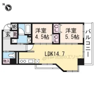 インサイトルポ山科椥辻【6階】の間取り