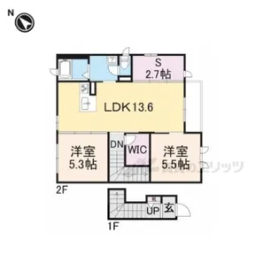 2LDKの間取り画像