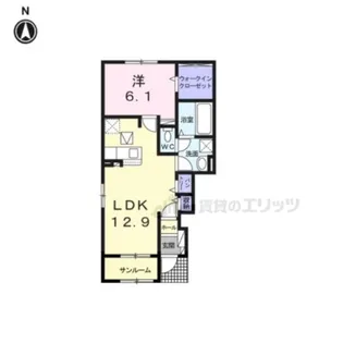 エアリーサウス【1階】の間取り