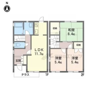 イーストタウン朱雀D【101号室】の間取り