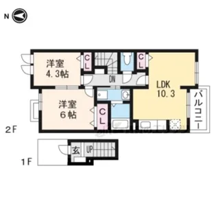 エテルノ土師【2階】の間取り